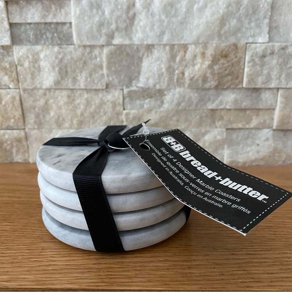 Bread and Butter Set of 4 Designer Marble Coasters